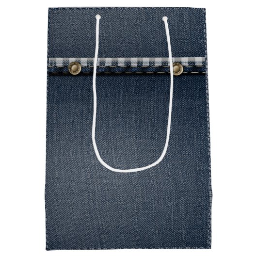 denim bag, blauwe denim verjaardagsfeestje Gift Ba Medium Cadeauzakje (Achterkant)
