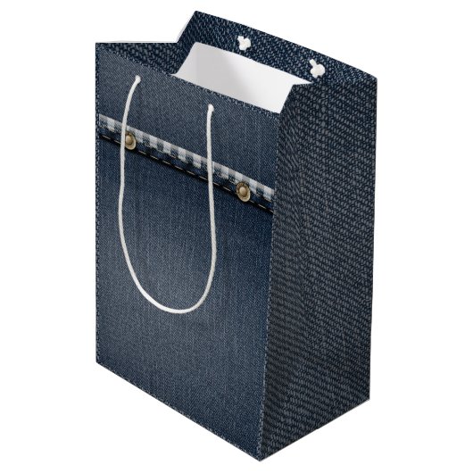 denim bag, blauwe denim verjaardagsfeestje Gift Ba Medium Cadeauzakje (Achterkant Gekanteld)