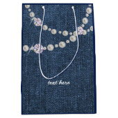 denim bag, blauwe denim verjaardagsfeestje Gift Ba Medium Cadeauzakje (Voorkant)