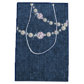 denim bag, blauwe denim verjaardagsfeestje Gift Ba Medium Cadeauzakje (Achterkant)