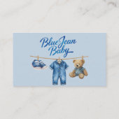 Denim Bear Blue Jean Baby Shower Diaper Raffle Informatiekaartje (Achterkant)