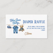 Denim Bear Blue Jean Baby Shower Diaper Raffle Informatiekaartje (Voorkant)