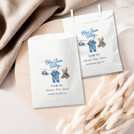 Denim Bear Clothesline Boy Blue Jean Baby Shower Bedankzakje