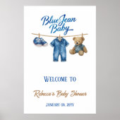 Denim Beer Boy Blue Jean Baby shower Welkom Poster (Voorkant)