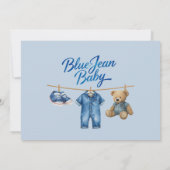 Denim Beer waslijn Boy Blue Jean Baby shower Bedankkaart (Achterkant)