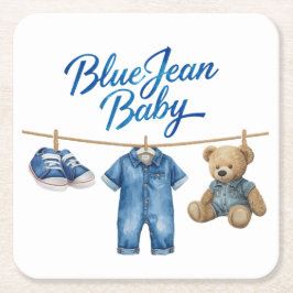 Denim Beer waslijn Boy Blue Jean Baby shower Kartonnen Onderzetters