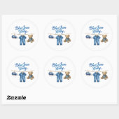 Denim Beer waslijn Boy Blue Jean Baby shower Ronde Sticker (Vel)
