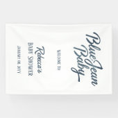 Denim Beer Waslijn Jongen Blauwe Jean Babyfeestje Spandoek (Horizontaal)