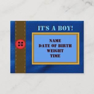 Denim Birth Announcement Card Visitekaartje
