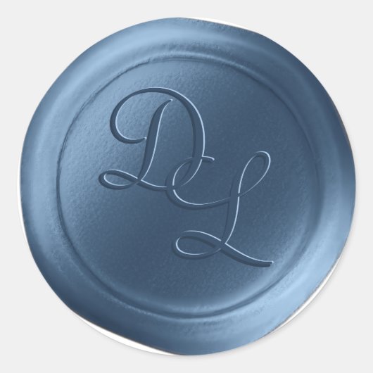 Denim Blauw 2 Letter Monogram Wax Seal Stickers (Voorkant)