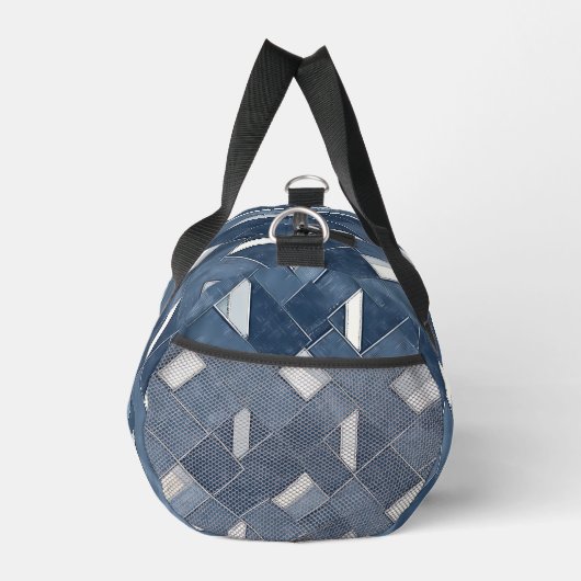 Denim Blauw en Wit Monogram Initiaal Plunjezak (Rechts)