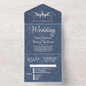 Denim Blauw en Witte Tri Fold met Rsvp  All In One Uitnodiging (Binnen)
