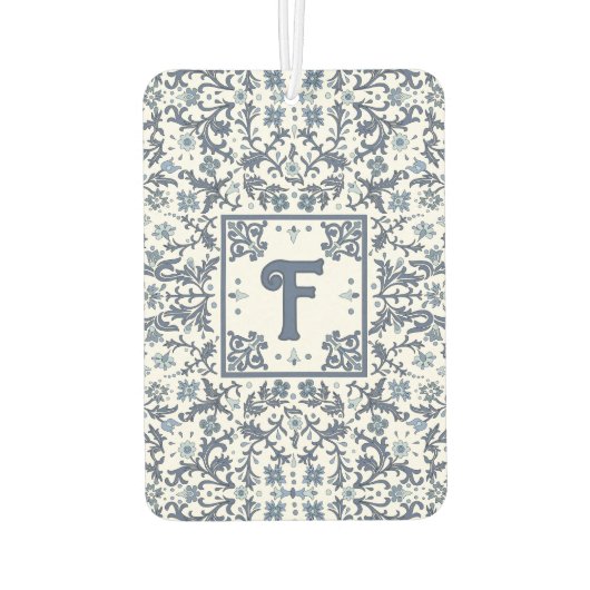 Denim Blauw Fancy Grafische Bloem Gepersonaliseerd Luchtverfrisser (Achterkant)