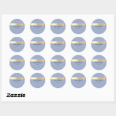 Denim Blauw Gouden Folie Rustieke Faux Ronde Sticker (Vel)