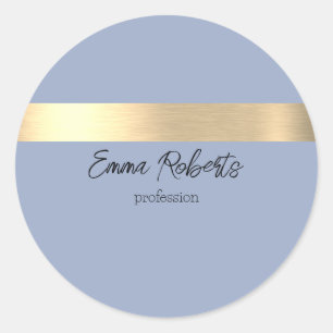 Denim Blauw Gouden Folie Rustieke Faux Ronde Sticker