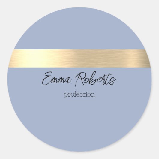 Denim Blauw Gouden Folie Rustieke Faux Ronde Sticker (Voorkant)