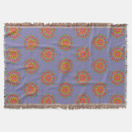 Denim Blauw Kleurrijke Mandala Patroon Boho Deken