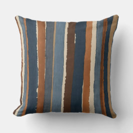 Denim-blauw koper en bruine strepen kussen