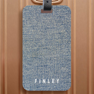  denim blauw spijkerbroek look bagagelabel