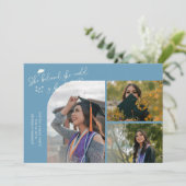 Denim Blauwe Afgestudeerde Ze Geloofde Multi Foto Aankondiging (Staand voorkant)