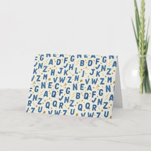Denim Blauwe Ambachtelijke Alfabet Kaart