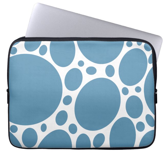 Denim Blauwe Bellen Laptop Sleeve (Voorkant)