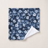 Denim Blauwe Bloemen Bad Handdoek (Wasdoekje)