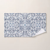 Denim Blauwe Bloemen Bad Handdoek (Handdoek)