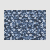 Denim Blauwe Bloemen Bruidsdouche Tissuepapier (Voorkant)