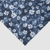 Denim Blauwe Bloemen Bruidsdouche Tissuepapier (Detail)