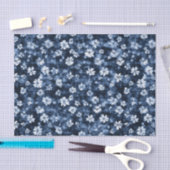 Denim Blauwe Bloemen Bruidsdouche Tissuepapier (Craft)