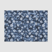 Denim Blauwe Bloemen Bruiloftsontvangst Tissuepapier (Voorkant)
