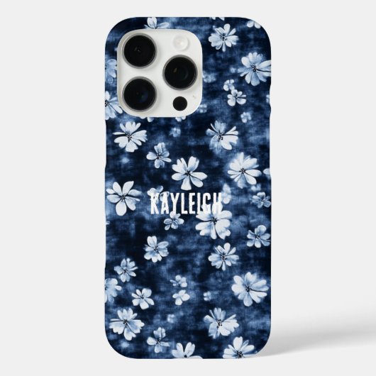 Denim Blauwe Bloemen Case-Mate iPhone Case (Achterkant)