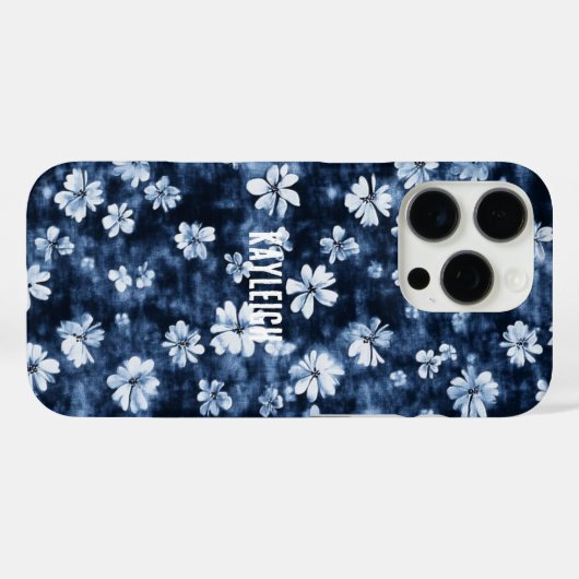 Denim Blauwe Bloemen Case-Mate iPhone Case (Achterkant (horizontaal))