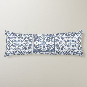 Denim Blauwe Bloemen Lichaamskussen