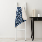 Denim Blauwe Bloemen Sherpa Deken (In situ)