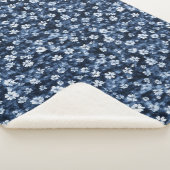 Denim Blauwe Bloemen Sherpa Deken (3/4)
