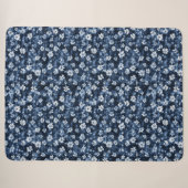 Denim Blauwe Bloemen Sherpa Deken (Voorkant (horizontaal))