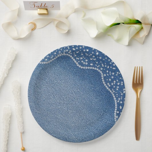 Denim Blauwe Broek Diamant Papieren Bordje (Huwelijk)