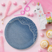 Denim Blauwe Broek Diamant Papieren Bordje (Feest)
