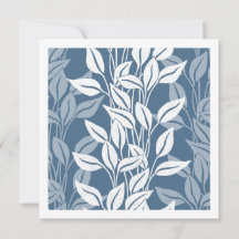 Denim Blauwe Elegante Loof Botanische Kunst