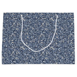 Denim Blauwe Glitter Verjaardag Groot Cadeauzakje