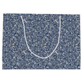 Denim Blauwe Glitter Verjaardag Groot Cadeauzakje (Achterkant)