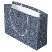 Denim Blauwe Glitter Verjaardag Groot Cadeauzakje (Achterkant Gekanteld)
