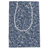 Denim Blauwe Glitter Verjaardag Medium Cadeauzakje (Voorkant)