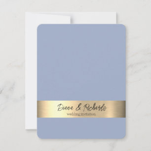 Denim Blauwe Goud Folie Rustieke Trouw Uitnodiging
