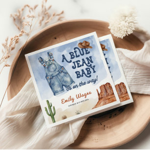 Denim blauwe jeans baby shower servet