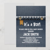 denim , blauwe jeans , cowboy , western baby showe kaart (Voorkant / Achterkant)