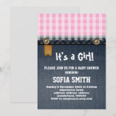 denim , blauwe jeans , cowboy , western baby showe kaart (Voorkant / Achterkant)