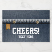 denim, blauwe jeans, cowboy, western sparkling wijnetiket (Enkel label)